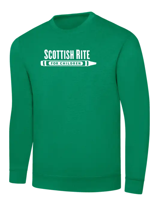 Kelly Green 7.8 oz Ring Spun Crew Sweatshirt w/Scottish Rite for Children Logo