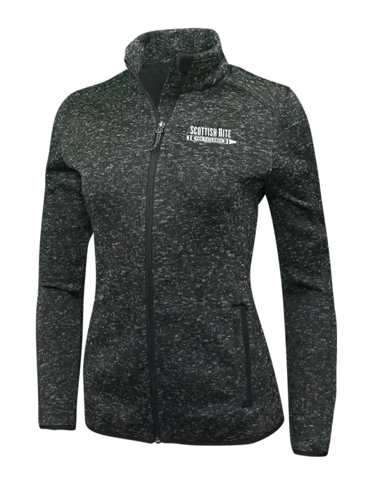Black Heather Womens Sweater Fleece Jacket w/Scottish Rite for Children Logo