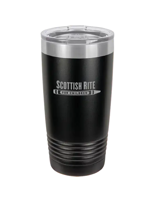 Polar Camel 20 oz Powder Coated Black Vacuum Insulated Tumbler w/Scottish Rite for Children Logo