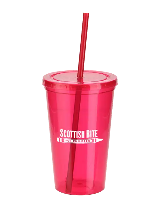 Sorrento Red 16 oz Tumbler with Lid & Straw w/Scottish Rite for Children Logo