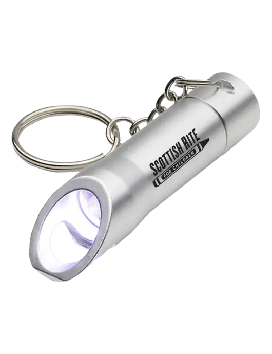 Silver Pocket LED Flashlight with Bottle Opener & Keychain w/Scottish Rite for Children Logo