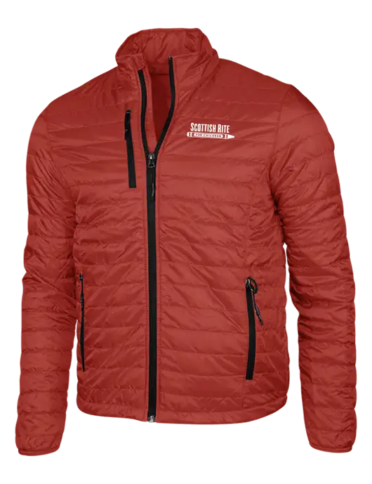 Dark Red Puffy Packable Jacket w/Scottish Rite for Children Logo