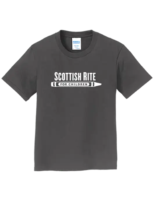 Youth Ring Spun Charcoal 4.5 oz T-Shirt w/Scottish Rite for Children Logo