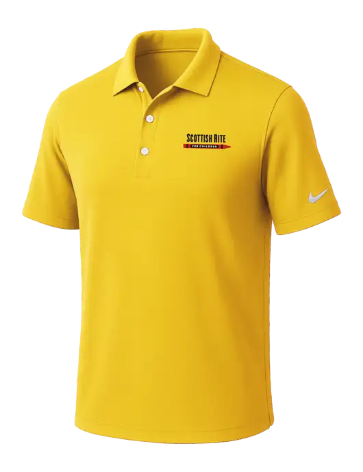 NIKE Yellow Gold Dri-Fit Micro Pique 2.0 Polo
 w/Scottish Rite for Children Logo