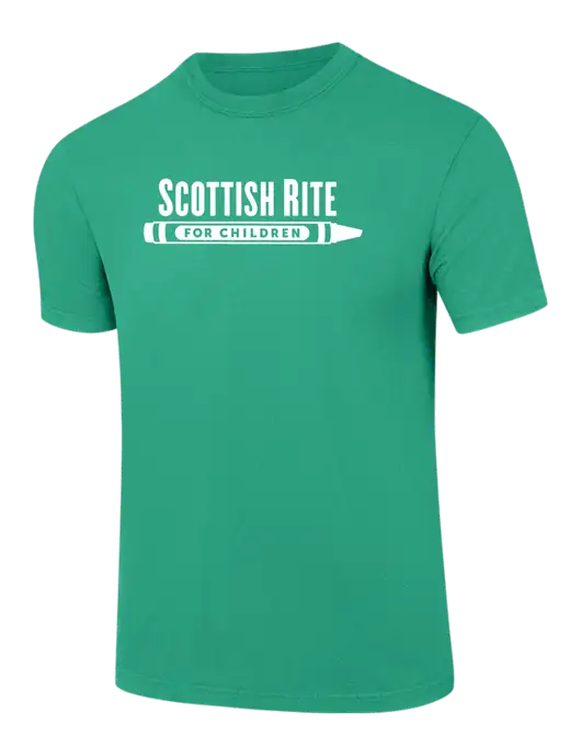 Comfort Colors 6.1 oz Kelly Green Heavyweight Ring Spun T-Shirt w/Scottish Rite for Children Logo