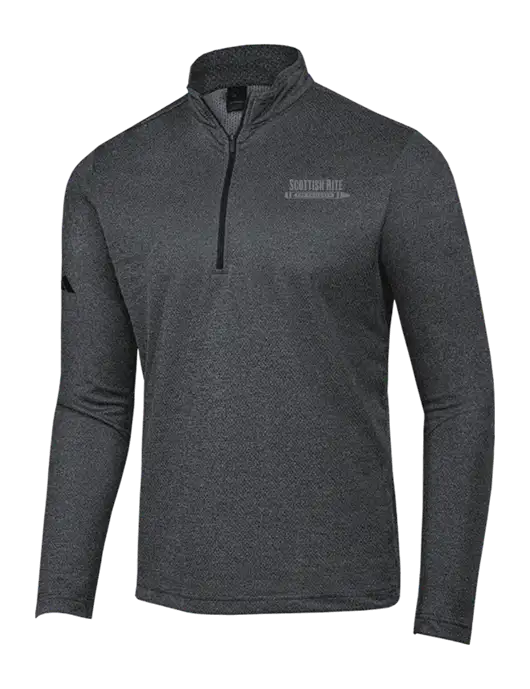 Adidas Black Melange Space Dyed Quarter-Zip Pullover w/Scottish Rite for Children Logo