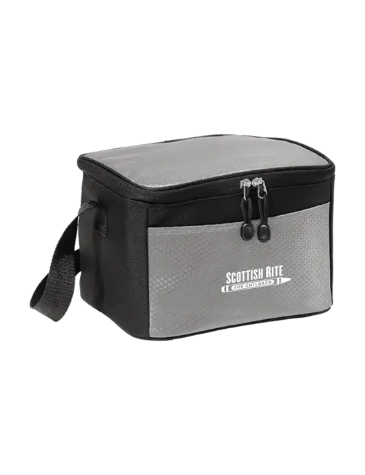 6 Can Grey/Black Cube Cooler w/Scottish Rite for Children Logo