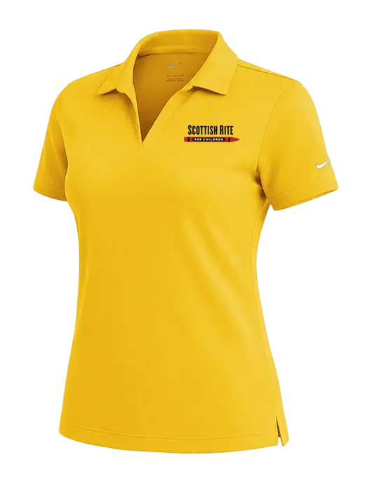 NIKE Yellow Gold Womens Dri-Fit Micro Pique Polo w/Scottish Rite for Children Logo