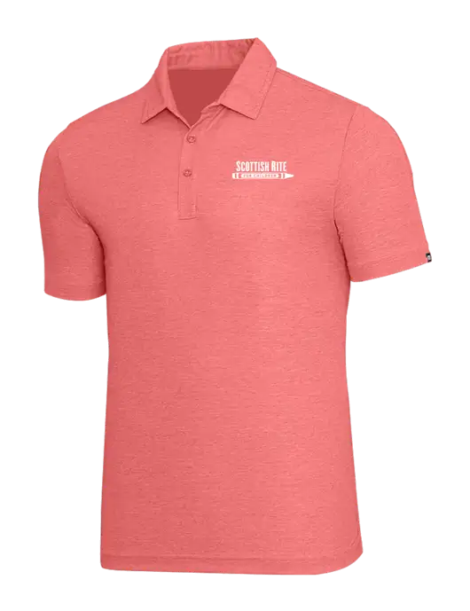 TravisMathew Red Heather Oceanside Polo w/Scottish Rite for Children Logo