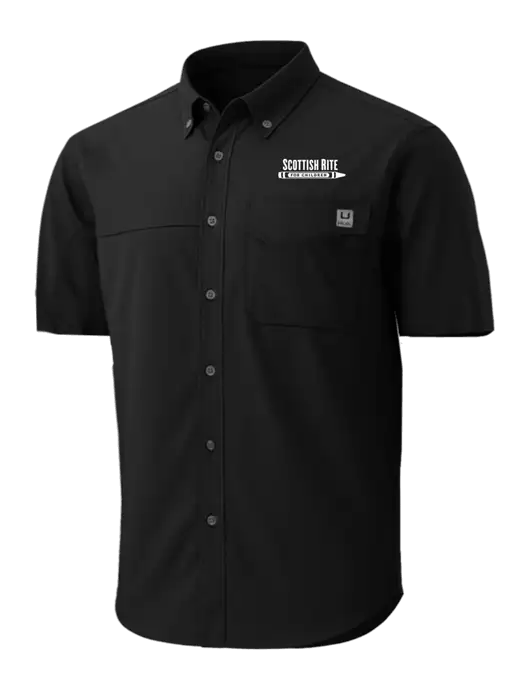 HUK Black Tide Point Short Sleeve Shirt w/Scottish Rite for Children Logo