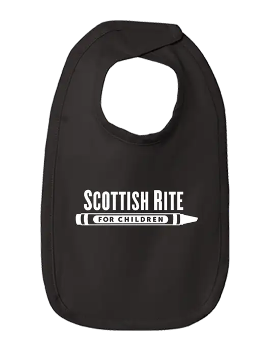 Rabbit Skins Black Infant Premium Jersey Bib w/Scottish Rite for Children Logo