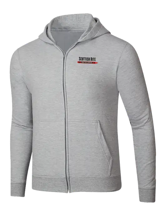 Light Grey Heather 8.5 oz Ring Spun Zip Hooded Sweatshirt w/Scottish Rite for Children Logo