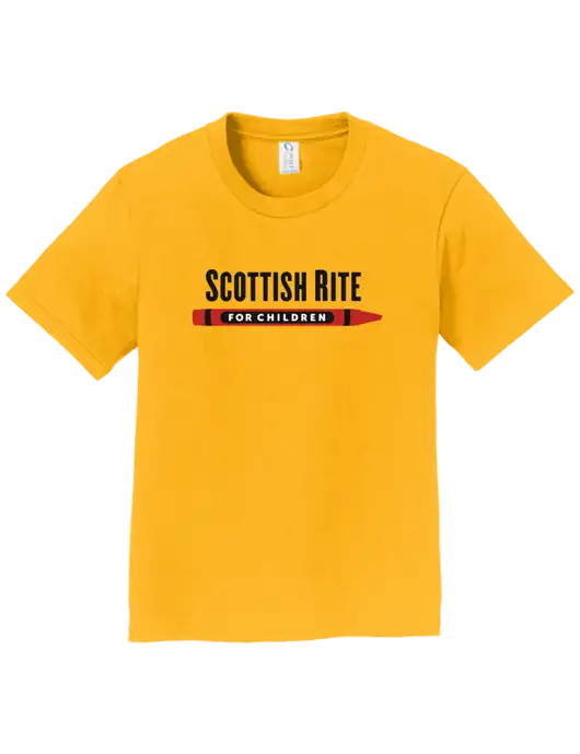 Youth Ring Spun Yellow Gold 4.5 oz T-Shirt w/Scottish Rite for Children Logo