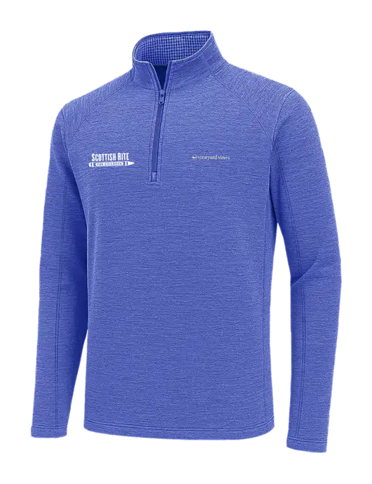 Vineyard Vines Light Royal Heather Sankaty Quarter-Zip Pullover
 w/Scottish Rite for Children Logo