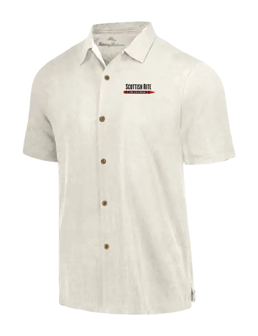 Tommy Bahama Ivory Tropic Isles Short Sleeve Shirt w/Scottish Rite for Children Logo