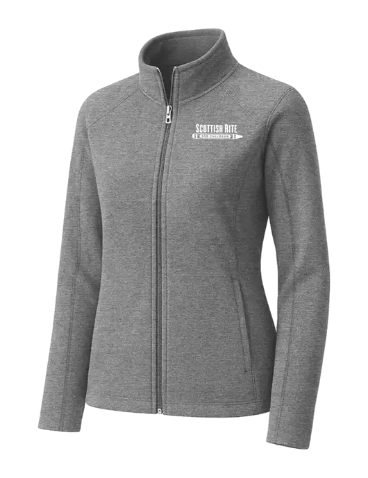 Medium Grey Womens Heather Microfleece Full-Zip Jacket w/Scottish Rite for Children Logo