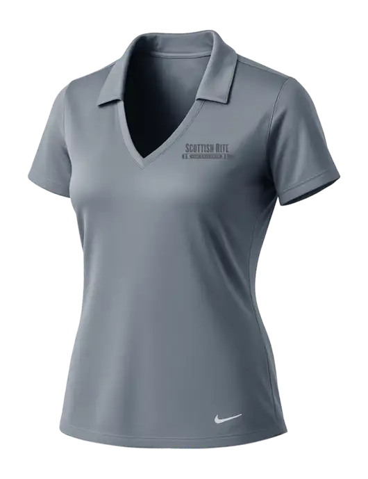 NIKE Medium Grey Womens Dri-Fit Vertical Mesh Polo w/Scottish Rite for Children Logo