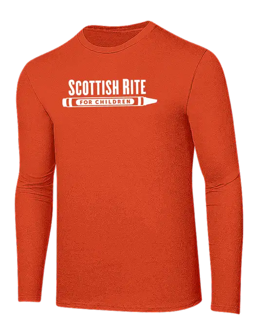 Ring Spun Orange 4.5 oz Long Sleeve T-Shirt w/Scottish Rite for Children Logo