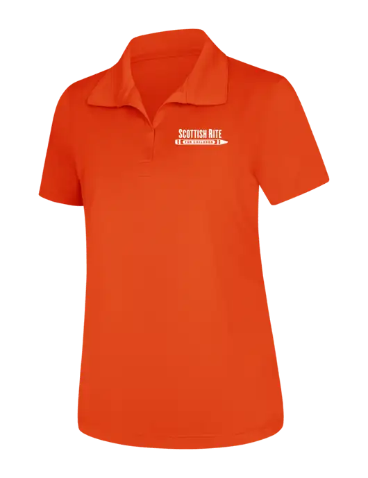 Womens Orange Micropique Sport-Wick Polo w/Scottish Rite for Children Logo