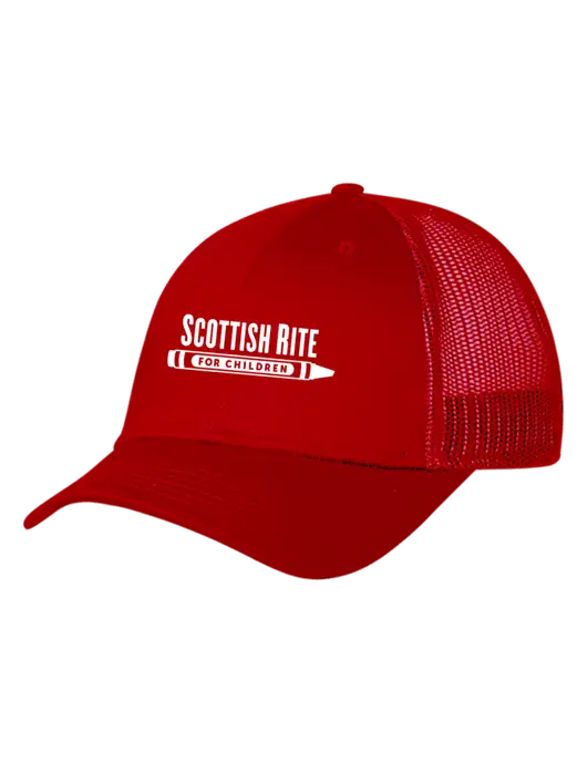 Red Mesh Trucker Cap Snap Back w/Scottish Rite for Children Logo