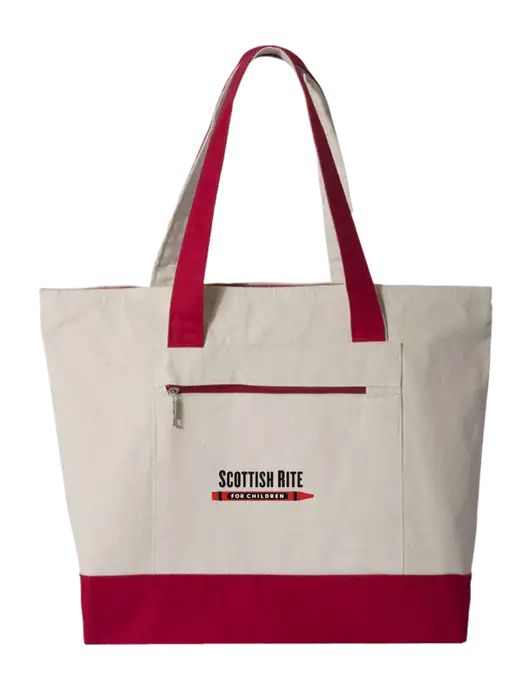 Natural/Red Zippered Tote  w/Scottish Rite for Children Logo