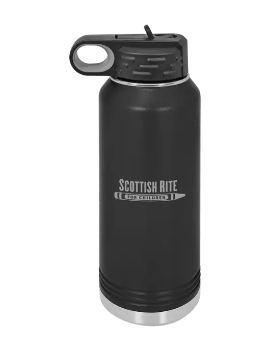Polar Camel 32 oz Powder Coated Black Vacuum Insulated Water Bottle w/Scottish Rite for Children Logo
