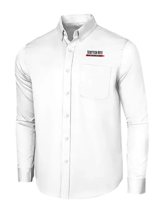 Long Sleeve White Superpro React Twill Shirt w/Scottish Rite for Children Logo