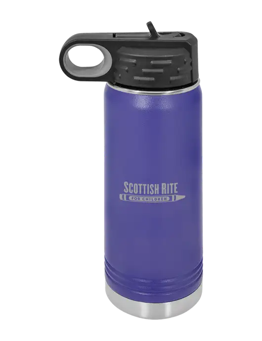 Polar Camel 20 oz Powder Coated Purple Vacuum Insulated Water Bottle w/Scottish Rite for Children Logo