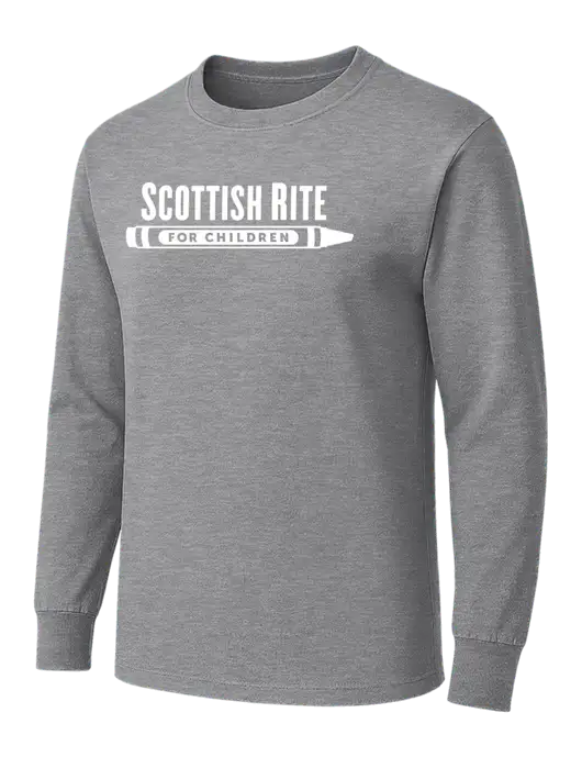 Medium Grey Heather Heavyweight Long Sleeve 6.1 oz T-Shirt w/Scottish Rite for Children Logo