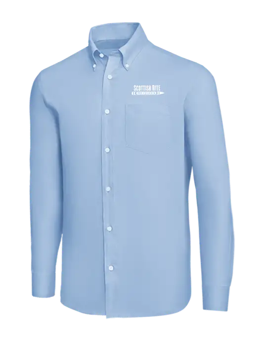 Brooks Brothers Light Blue Wrinkle-Free Stretch Nailhead Shirt w/Scottish Rite for Children Logo