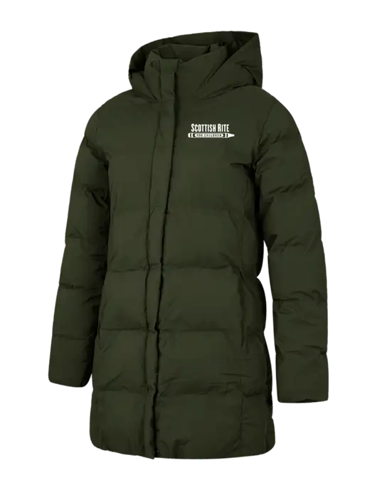 Mercer+Mettle Womens Dark Green Puffy Parka  w/Scottish Rite for Children Logo