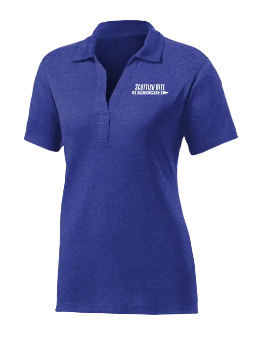 Womens Dark Royal Heather Contender Polo w/Scottish Rite for Children Logo