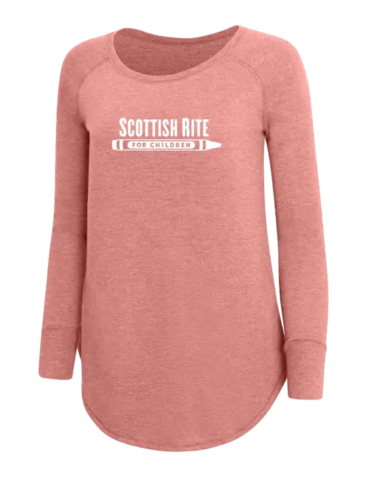 Womens Perfect Wide Collar Tunic Tri-Blend Blush Frost 4.5 oz T-Shirt w/Scottish Rite for Children Logo