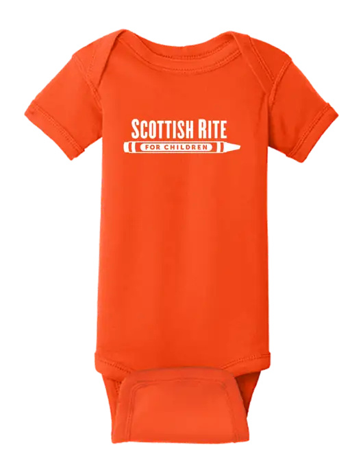 Rabbit Skins Orange Infant Short Sleeve Baby Rib Bodysuit w/Scottish Rite for Children Logo