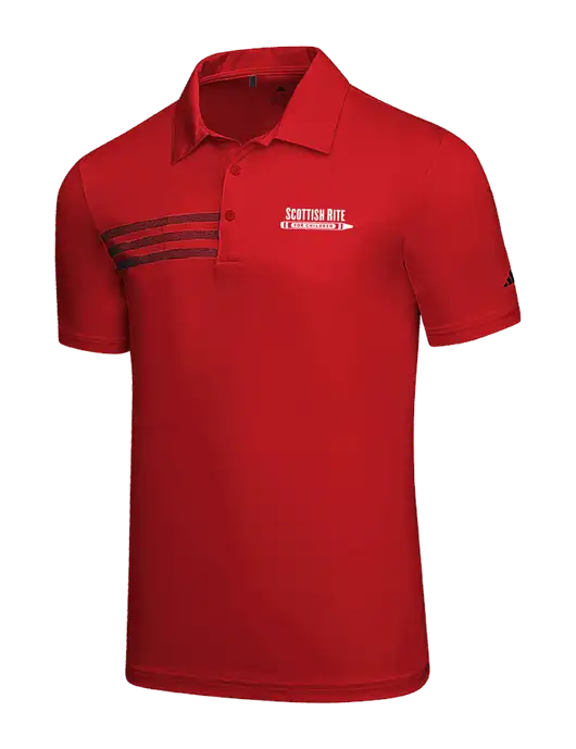 Adidas Red 3 Stripes Chest Polo w/Scottish Rite for Children Logo