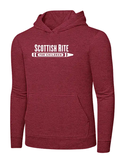 Heather Red 7.8 oz Ring Spun Hooded Sweatshirt w/Scottish Rite for Children Logo