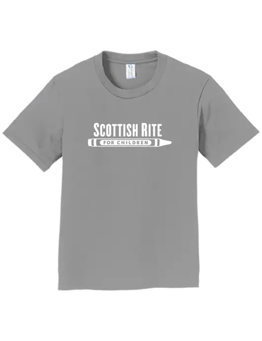 Youth Ring Spun Medium Grey 4.5 oz T-Shirt w/Scottish Rite for Children Logo