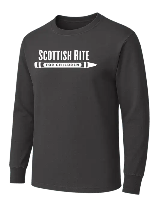 Charcoal Heavyweight Long Sleeve 6.1 oz T-Shirt w/Scottish Rite for Children Logo