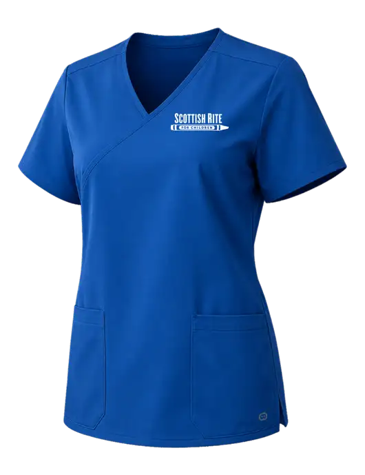 Wink Royal Womens WorkFlex Mock Wrap Royal Top w/Scottish Rite for Children Logo