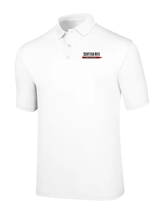 Callaway Opti-Dri White Chev Polo w/Scottish Rite for Children Logo