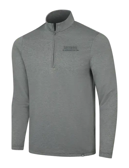 TravisMathew Dark Grey Heather Coveside ¼-Zip w/Scottish Rite for Children Logo