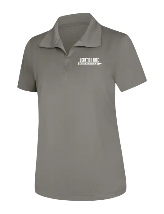 Womens Medium Grey Micropique Sport-Wick Polo w/Scottish Rite for Children Logo
