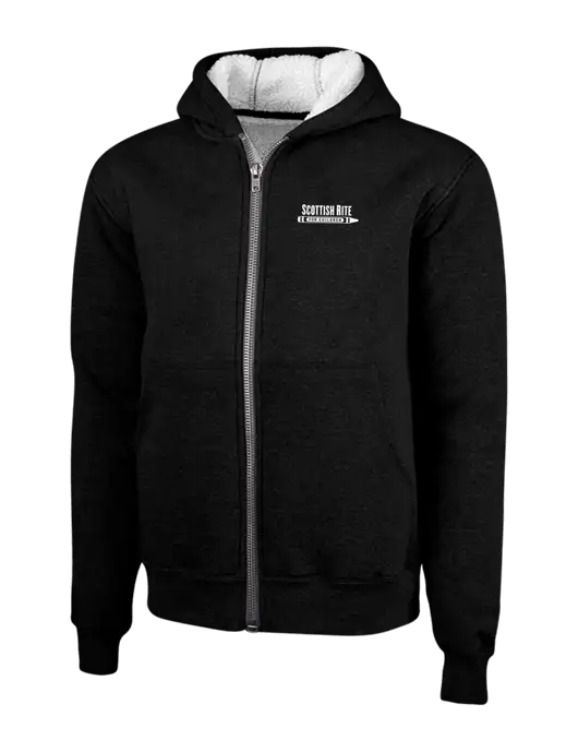 Cornerstone Black Heavyweight Sherpa Lined Hooded Fleece Jacket w/Scottish Rite for Children Logo