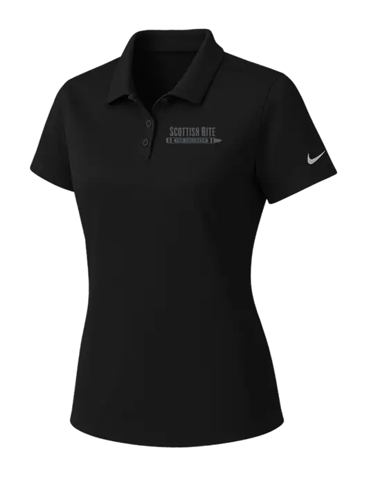 Nike Womens Black Dry Essential Solid Polo w/Scottish Rite for Children Logo