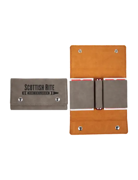 Grey Leatherette Card & Dice Set w/Scottish Rite for Children Logo