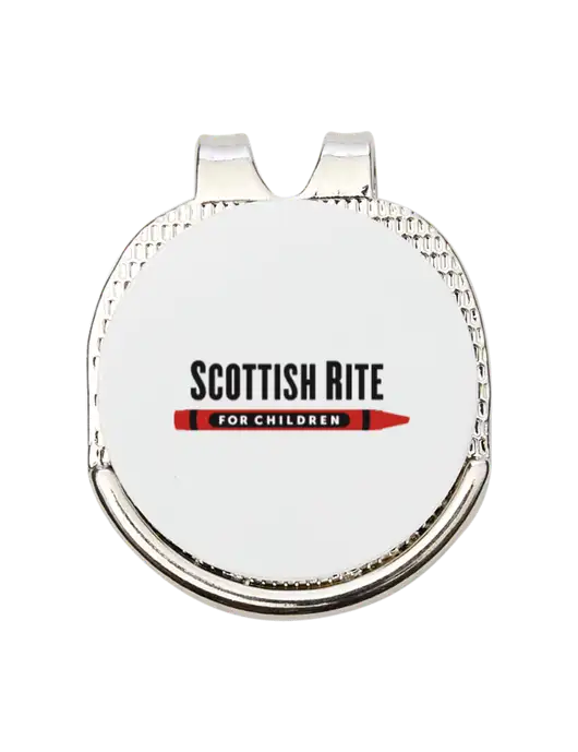 Antique Silver Hat Clip w/Golf Ball Marker w/Scottish Rite for Children Logo
