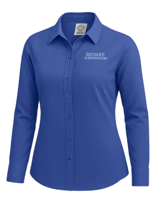 Brooks Brothers Womens Royal Blue Wrinkle-Free Stretch Nailhead Shirt w/Scottish Rite for Children Logo