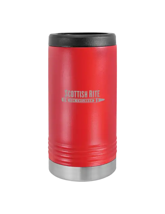 Polar Camel Powder Coated Red Vacuum Insulated Slim Beverage Holder w/Scottish Rite for Children Logo