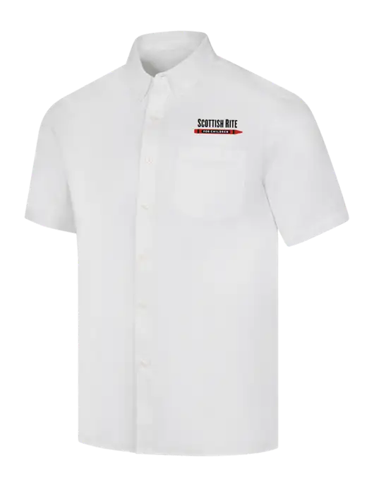 Short Sleeve White Superpro React Twill Shirt w/Scottish Rite for Children Logo