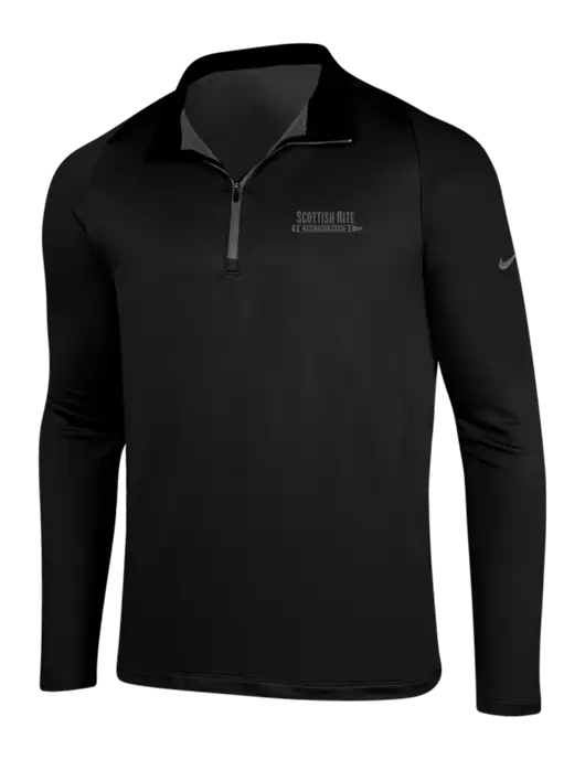 NIKE Black/Dark Grey Dry-Fit Stretch 1/2 Zip Cover-Up w/Scottish Rite for Children Logo